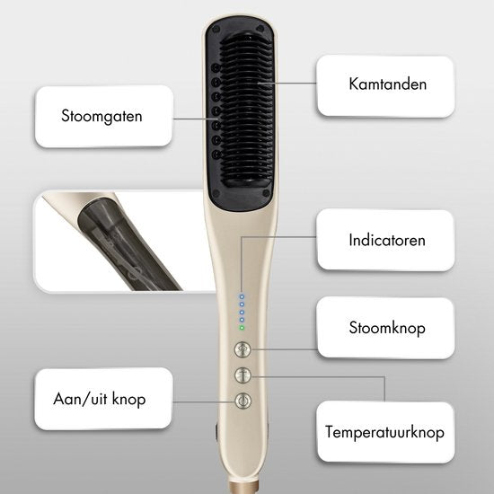 Sansbeauté® Stoomstijltang PRO - Stoom Stijltang - Professionele Stijltang 5.0 – Stoomstijltangs - Cremé