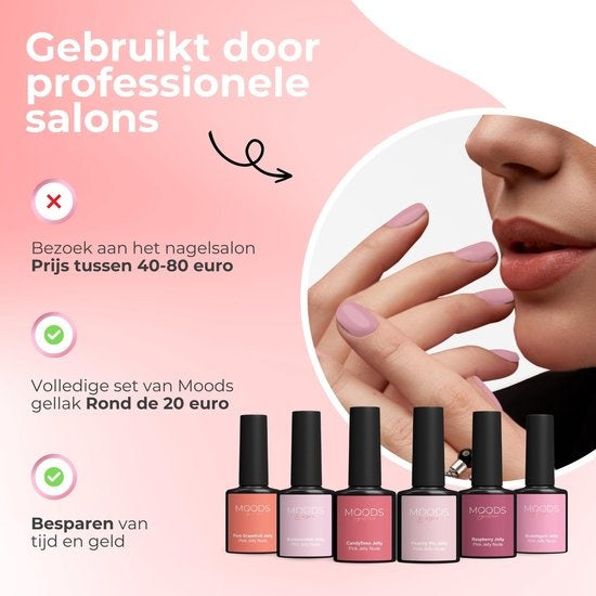 Moods Gellac 6-delige Set - Transparante Gel Nagellak - 8ML - Pink Jelly Nude Edition - Gellac - Nagels - Gellak Starterspakket - Nude Kleuren