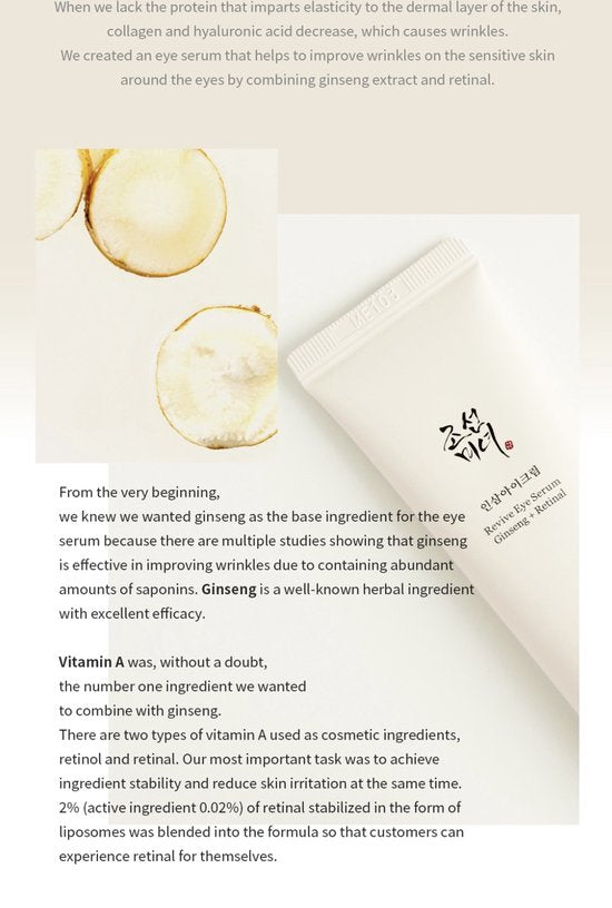 Beauty of Joseon - Ginseng + Retinal Revive Oogserum 30ml Koreaanse huidverzorging