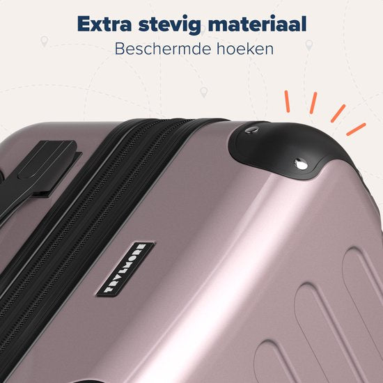 TRVLMORE Kofferset - 3 Delig - Complete Reiskoffer set - 45L Handbagage + 75L en 115L Ruimbagage - Roségoud