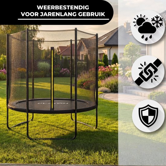 Playon Trampoline - Trampoline met Veiligheidsnet - Kinder trampoline - Ø183 cm – Inclusief randbescherming – Water en UV bestendig - Zwart