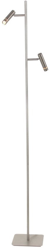 Vloerlamp Stalen Volari 4711ST 2-lichts met dim to warm LED - ideaal voor binnen gebruik, modern design, hoogte 157 cm, voetmaat 21 x 21 cm, draaibaar en kantelbaar