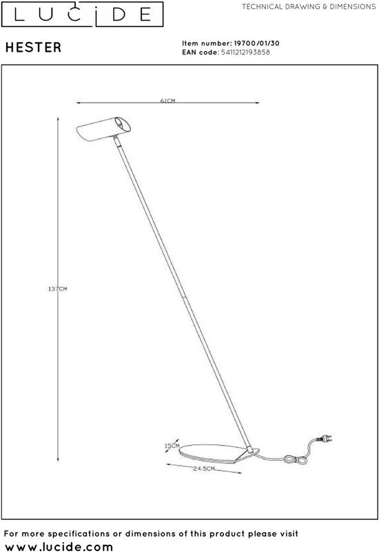Lucide HESTER - Leeslamp - 1xGU10 - Antraciet