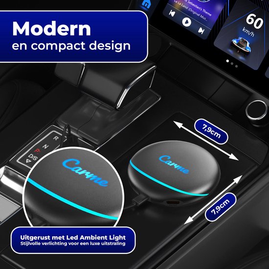 CarMe CarPlay AI Box - Installeer Elke App op je Autoscherm - Youtube & Netflix - Upgrade CarPlay en Android Auto - CarPlay Dongle - Android Auto Dongle - Nieuwste Model 2024 - Zwart