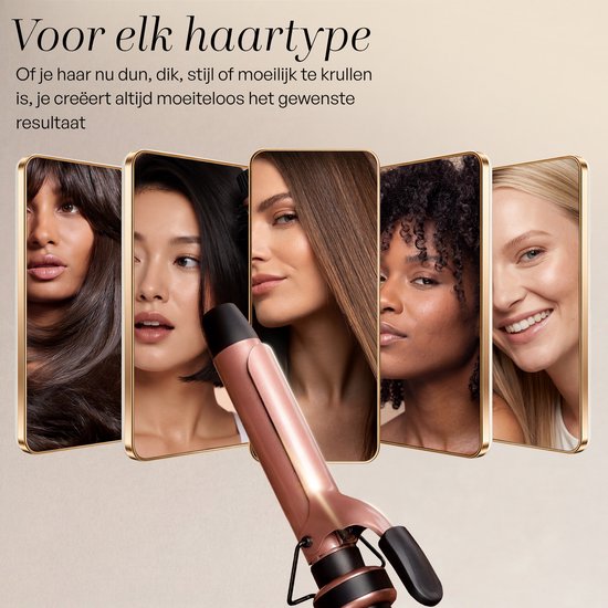 Sansbeauté® 6 in 1 Krultang met Klem - Keramische Haarkruller - 13mm tot 38mm - Beach Waves - Wavy Hair - Krultangen 32mm 25 mm 19 mm - Blowout Brush - Haarstyler - Hair Curler - Dunne en Dikke Krultang - Mini Krultang - Krultang Kort Haar