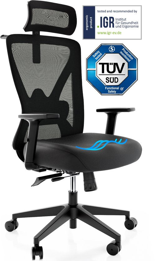 Backerz Mesh Ergonomische Bureaustoel - Bureaustoelen voor Volwassenen tot 150kg - Office Chair NEN-EN1335 - Gamestoel