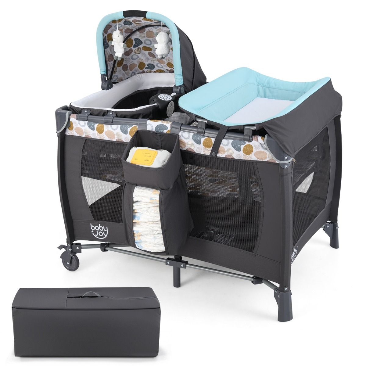 Coast 5-in-1 Reisbedje voor Kinderen - Met Commode, Wieg en Speelpark - Blauw