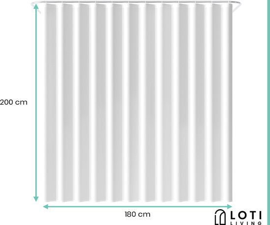 Loti Living Douchegordijn Anti Schimmel – Wit - Inclusief ringen – Waterdicht - Polyester - Douchegordijn 180x200 cm