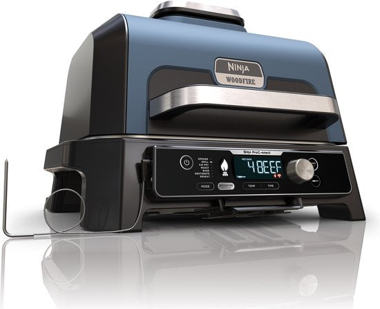 Ninja Woodfire Pro Connect XL - 7-in-1 Elektrische Smart BBQ Grill en Smoker - Inclusief Digitale Braadthermometer - Connect App - OG901EU