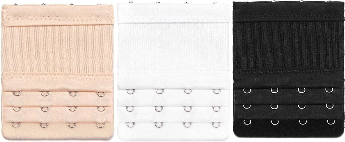 Bh-verlengstukken 2, 3 & 4 haaks - 15 stuks - Zwart, wit & beige