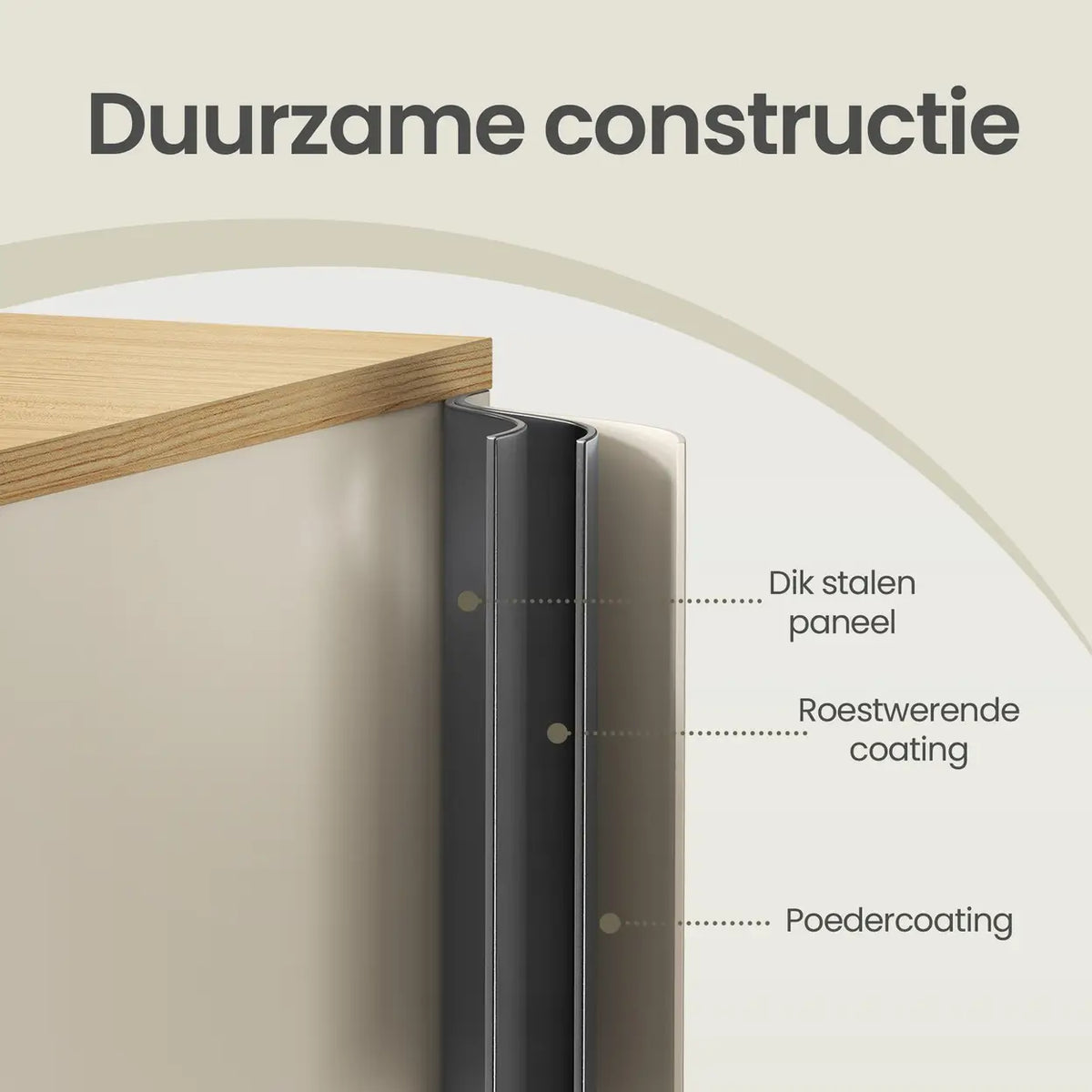 Joyfurnos Ochama Opbergkast met Deur - Verstelbare Plank - 80 x 40 x 76 cm - Beige
