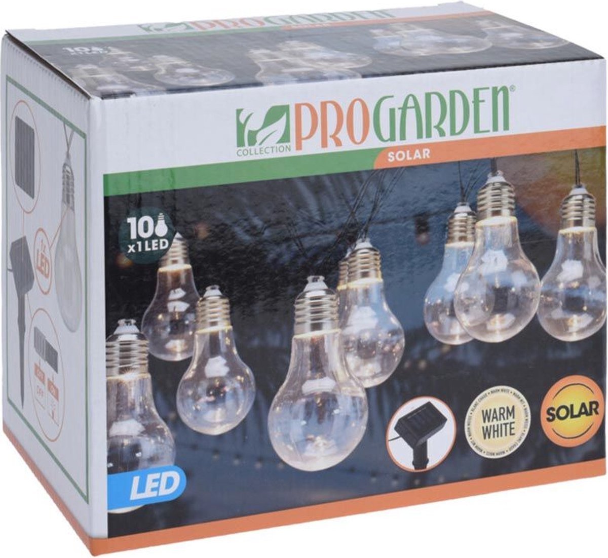 Feestverlichting - Solar - 10 LED Lampen - Transparant - Warm Wit