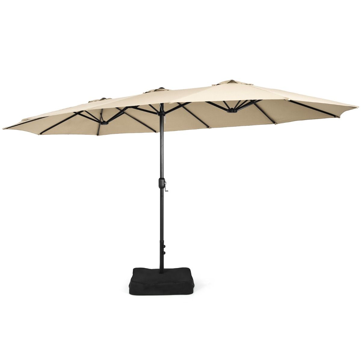 Coast Dubbele Terrasparasol met Standaard - XXL schaduw - Zwengelmechanisme - Beige 451,5 x 264 cm