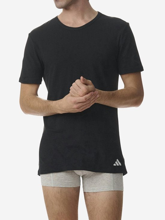 adidas Sportswear 2PK Crew Neck Shirt - Active Flex Cotton - Onderbroek Mannen - 2x zwart