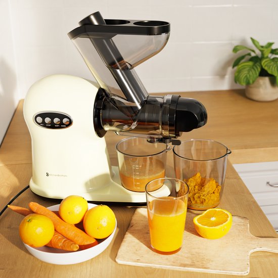 KitchenBrothers Slowjuicer XL - Juicer - Groenten en Fruitpers - 43 mm en 70 mm invoer - 500 ml - Champagne