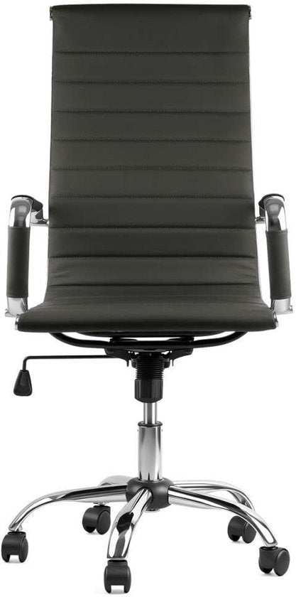 Feel Furniture - Luxe Bureaustoel - Hoge Rugleuning - Donkergrijs met Zilveren Frame