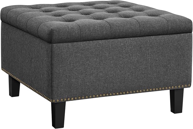 Yaheetech Opbergpoef 70,5 x 70,5 cm - Met Opbergruimte - Rubberhouten Poten