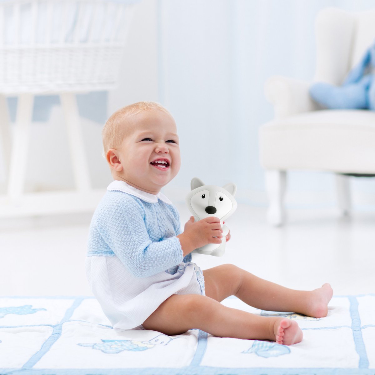 Sleepy Friends Kinder Nachtlampje Vosje - USB Oplaadbaar en Dimbaar - 8 Kleuren - 95x97x100 mm - Zacht Siliconen Nachtlampje voor Babykamer en Kinderkamer