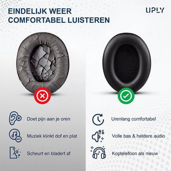 Set Oorkussens voor Sony Koptelefoon – WH-1000XM4 Oorkussen – WH-1000XM4 - Kunstleer met Traagschuim