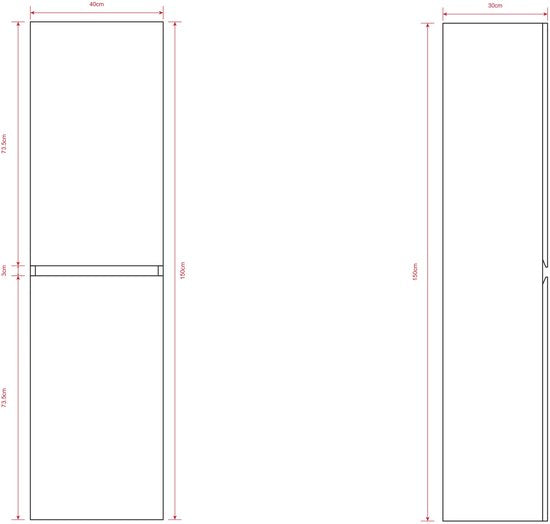 Mirlux Badkamerkast Ruvo - 150cm - Licht Eiken - Hangende Kolomkast met 2 Deuren