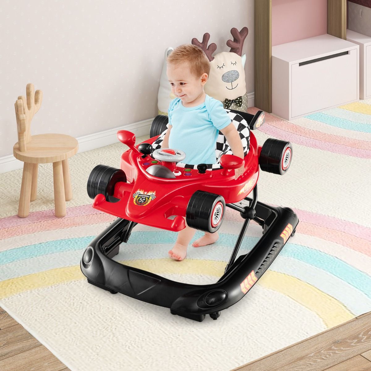 Coast 4-in-1 Babyloopwagen - verstelbare hoogte - afneembaar speelblad - roze