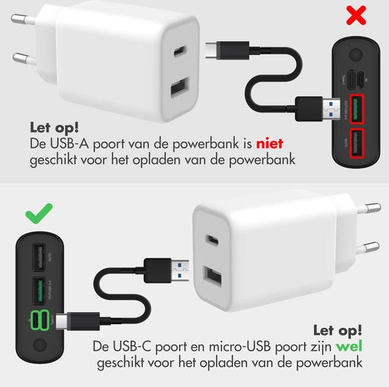 imoshion Powerbank 20000 mAh - Snellader 22.5W - LED indicator - USB C & USB A - Geschikt voor o.a. iPhone en Samsung - Universeel - Lichtroze