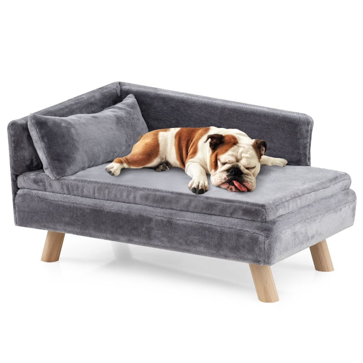 Coast Verhoogde Hondensofa - halfronde rugleuning - afneembaar kussen - grijs - 81 x 51 x 47 cm