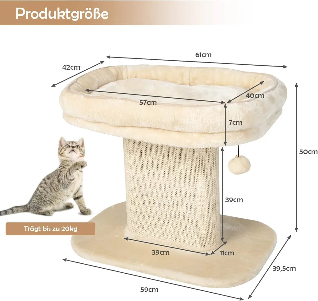 Coast Kattenboom - Interactieve Bal - Pluche - 59x39,5x50cm - Beige