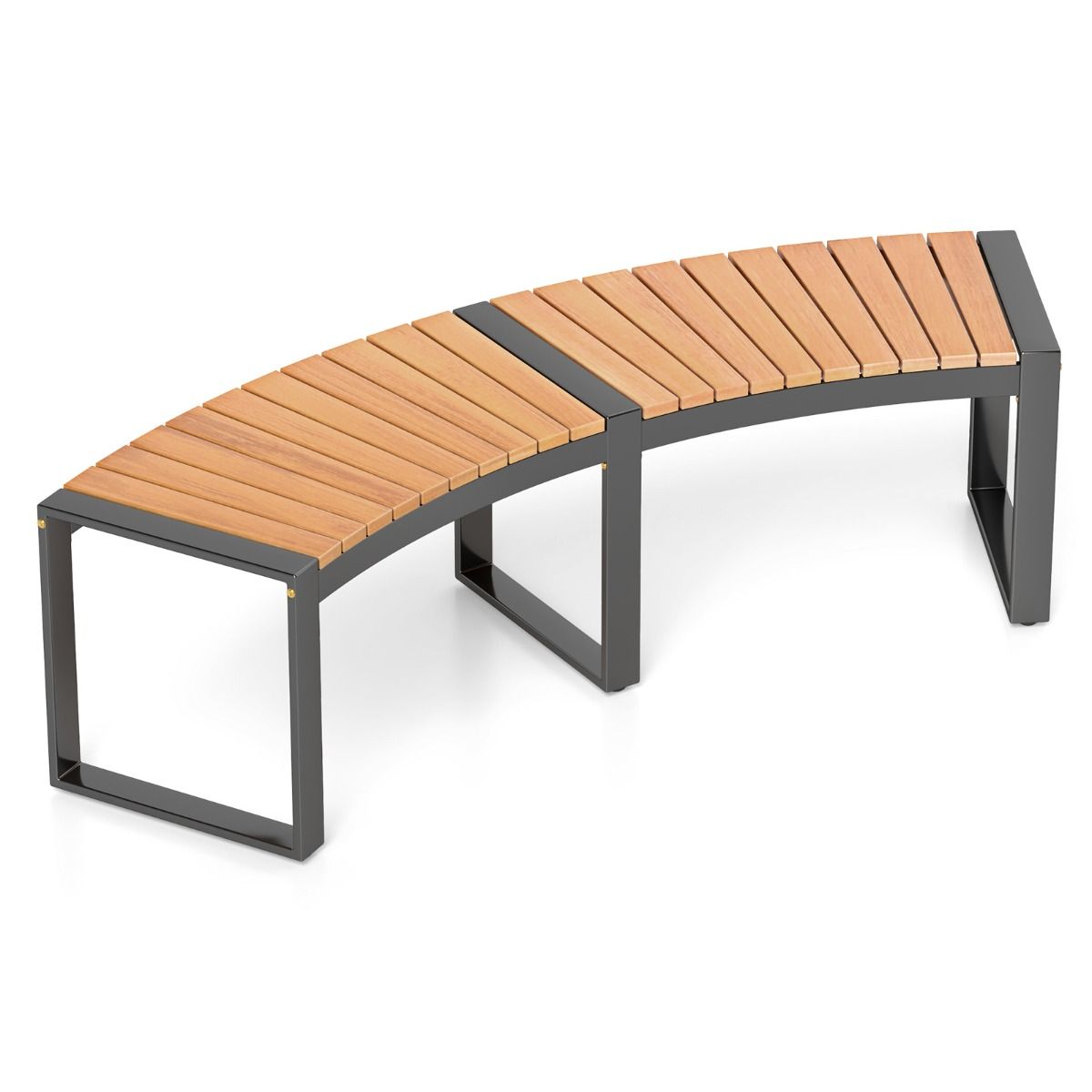 Coast Terrasbank Gebogen Acaciahout - Zitbank voor 2 Personen - 146x58x45 cm - Geel/Zwart