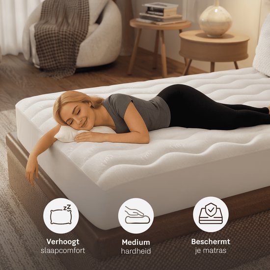 CozySense® Topper 90x200 - Topmatras - Topdekmatras - 3 Comfortlagen - Ademend Eierdoos Gel-Infused Traagschuim - 3 cm - 360° Hold Elastieken