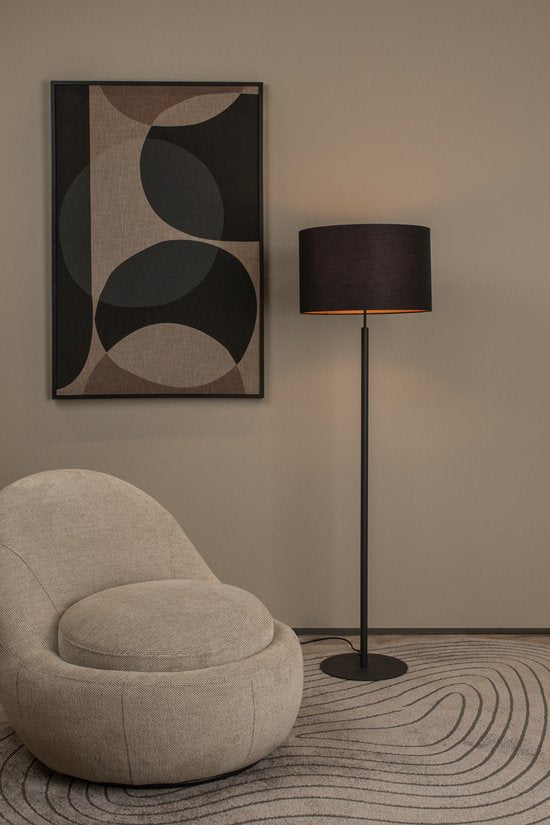 Lucide MAYA - Vloerlamp - Ø 45 cm - 1xE27 - Zwart - Japandi