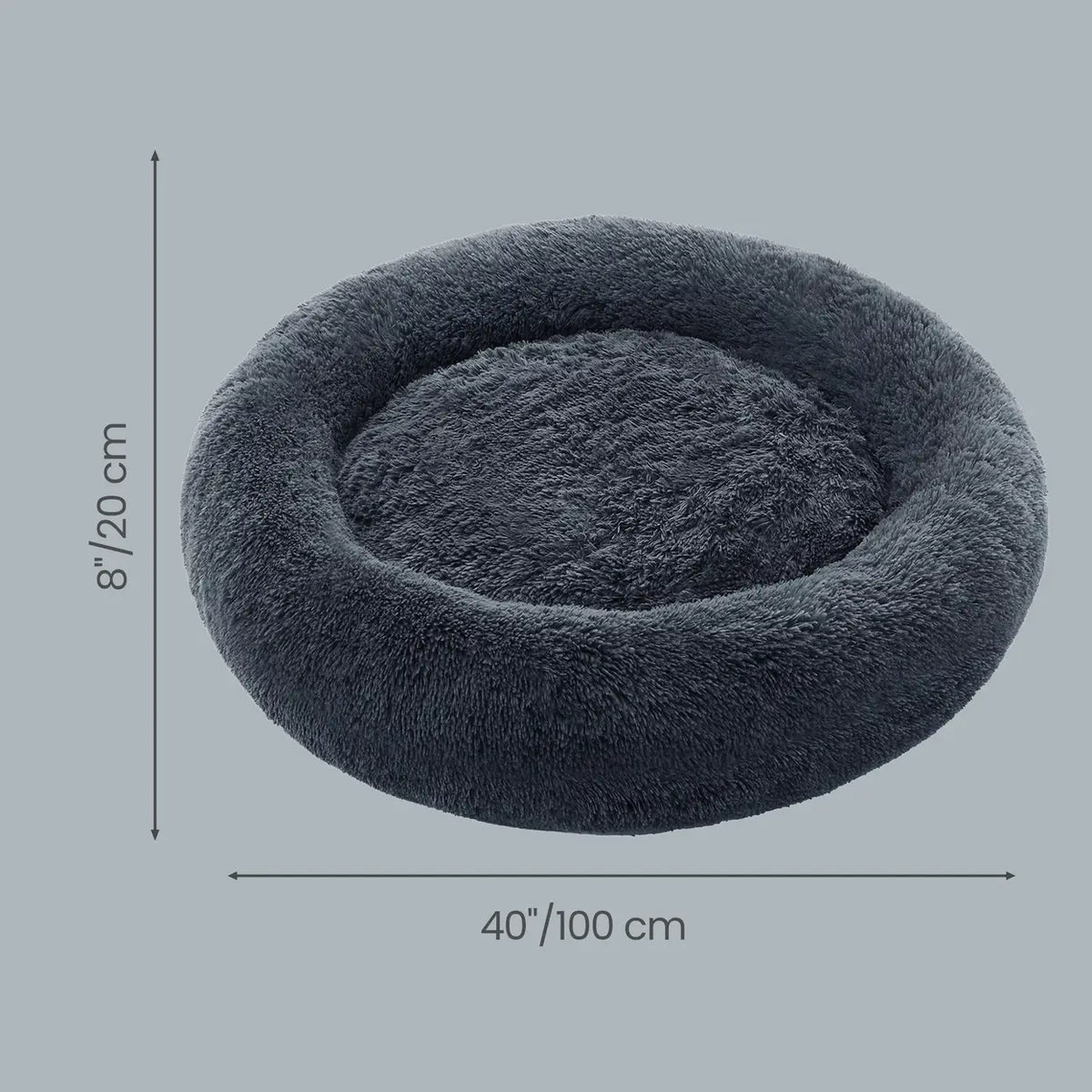 Joyfurnos Donut Hondenmand Fluffy Kalmerend - Afneembare Wasbare Hoes - 100 cm - Donkergrijs