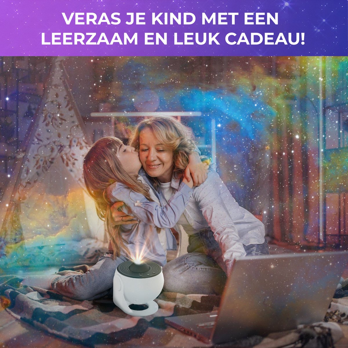 MostEssential Premium 12-in-1 Projectorlamp - 360° - 3000 lm - Zwart + Wit