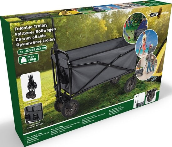 Camp Active Opvouwbare Bolderkar - Zwart - 70KG - 82x52x63cm