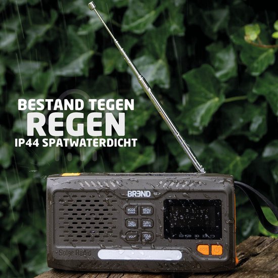 BREND BR-2244 Noodradio met DAB en FM - Bluetooth Speaker - SOS-Alarm - Powerbank - LED-Zaklamp - USB-C - Oplaadbaar met Zonnepaneel en Zwengel
