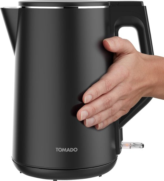 Tomado TWK1708B - Waterkoker - 1,7 liter - Dubbelwandig - 2200 watt - BPA vrij - Matzwart