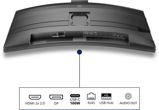 Philips 6000 serie 34B2U6603CH - Gebogen Ultrawide Monitor - Webcam - Thunderbolt 4 - USB-C 100w - Smart KVM - 34 inch
