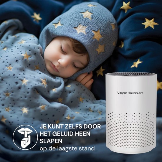 Vitapur Luchtreiniger - Air purifier - Luchtreiniger met HEPA filter - Ionisator met 360 graden flow - extreem stil met timer - wit
