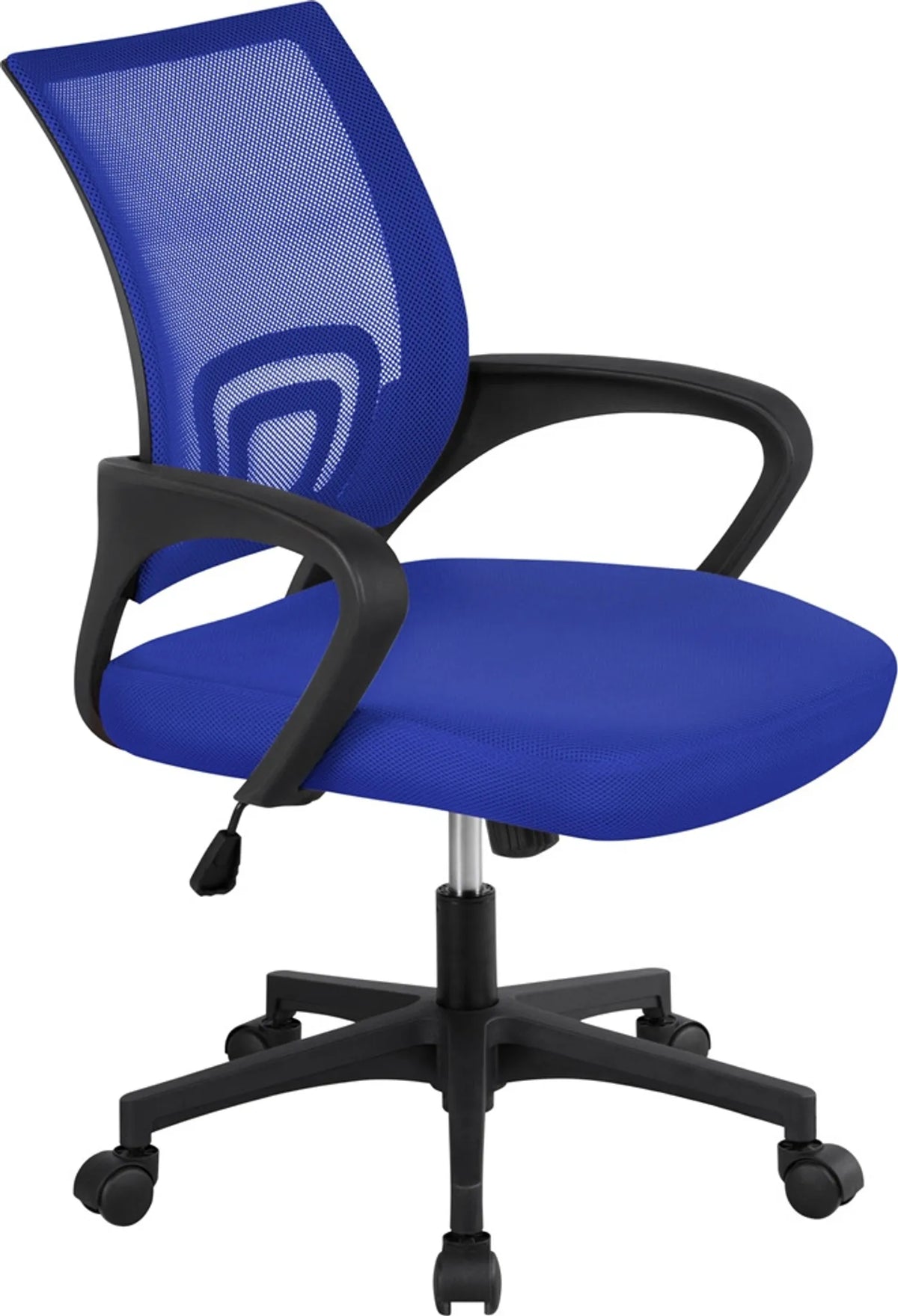 Yaheetech Bureaustoel Ergonomisch – Voorzien Van Ademende Meshstof En Schommelfunctie En Brede Zitting – Voor Kantoor En Studeerkamer – Blauw Nylon En Staal – 60,5 x 60 x 87-97 cm