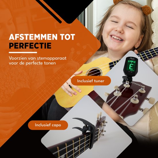 Finesse Ukelele - Starterset - 21" - Ukulele - Speelgoed Gitaar - Kind - Muziekinstrument - Houtkleurig