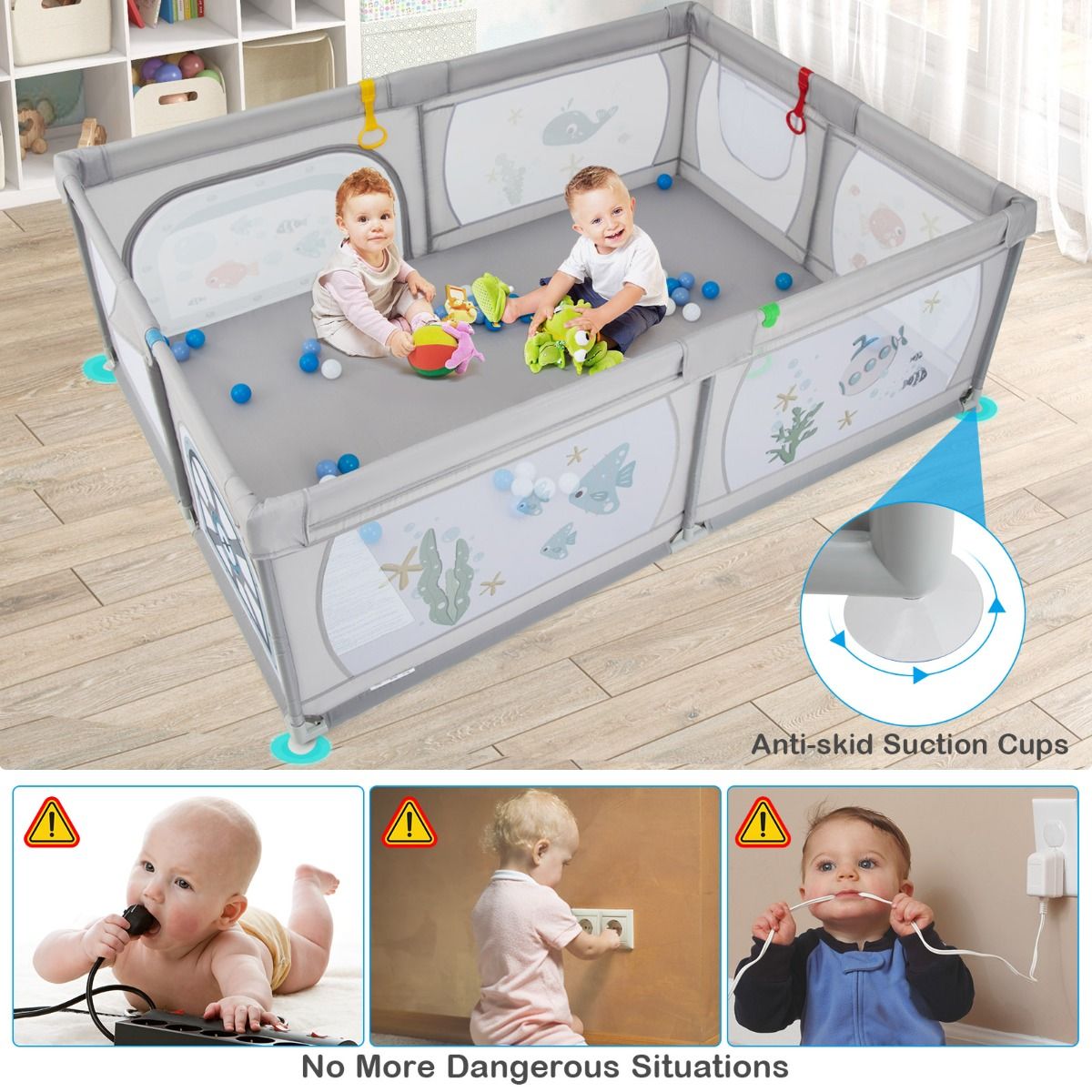 Coast Babybox - Opvouwbaar - Ritssluiting - 206 x 147 x 68,5 cm - Incl. 50 Ballen