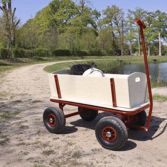Sunny Billy Beach Wagon Bolderkar Rood - Blank hout - Bolderwagen met luchtbanden - 94x61x97cm