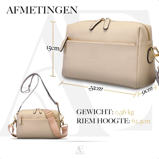 Aramae® - Crossbody Tas Dames - Crossbodytassen - Schoudertas - Telefoontasje - Mat Beige