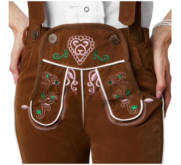 dressforfun Lederhose Walchensee - Maat L - Bruin - Kniehoogte - Met Bretels
