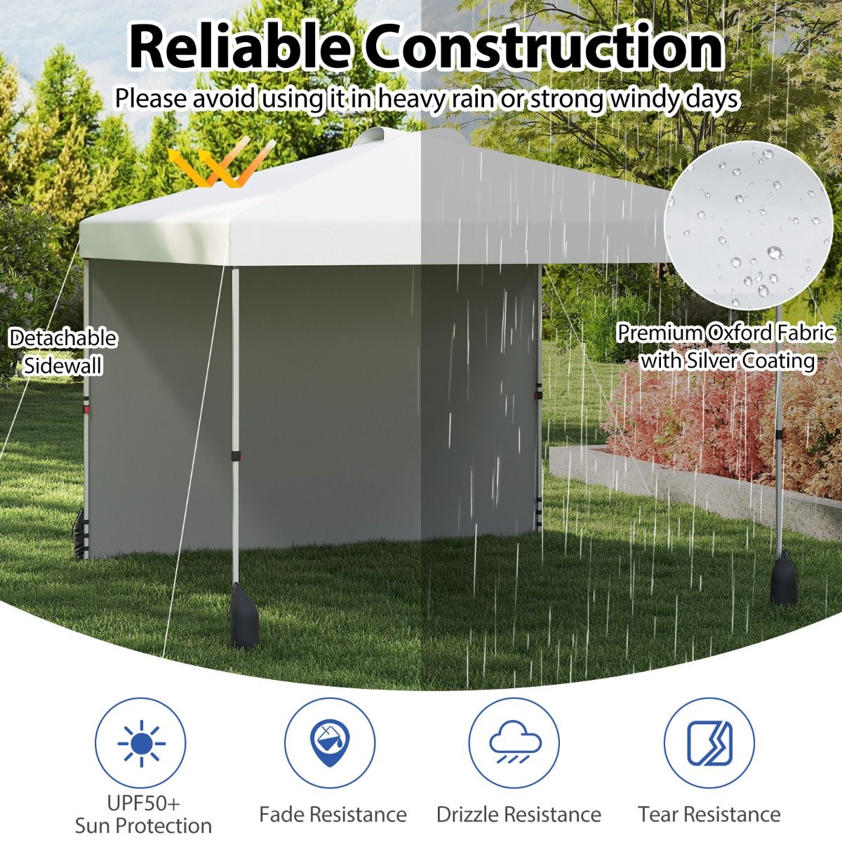 Coast Pop-up tuinpaviljoen - 3 x 3 m - zijwand afneembaar - wit