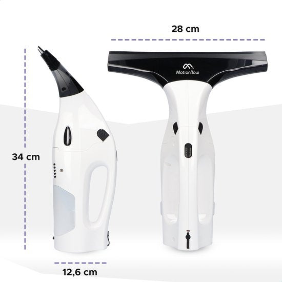 Motionflow Vacuüm Raamwisser met verlengstuk 61cm - Elektrische ruitenreiniger met inwasser - Oplaadbaar