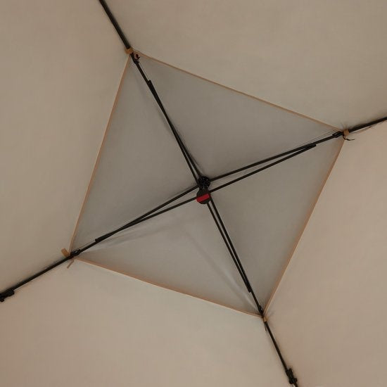 tectake® - Opvouwbaar paviljoen Carabobo 364x364x294cm - bruin - tuinpaviljoen - paviljoentent - paviljoen tent - terras paviljoen