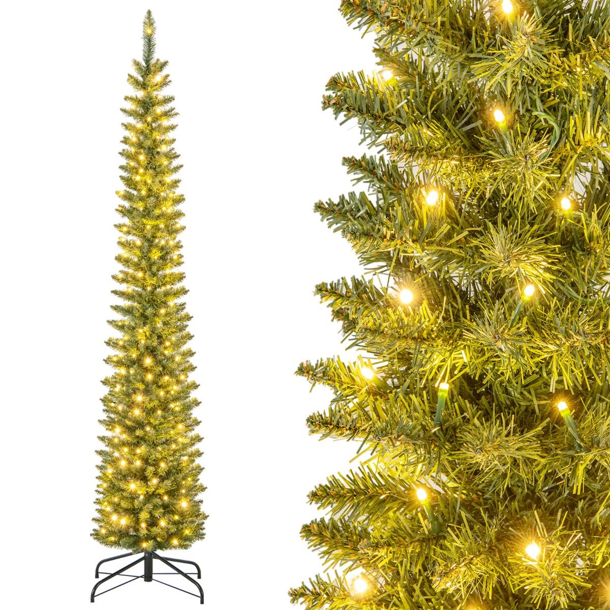 Coast Kunstkerstboom Met 499 Takken - 200 Warmwitte LED-Lampjes - 210 cm Hoog - Groen