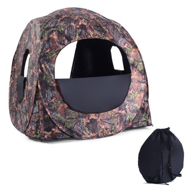 Coast Intrekbaar Jachthok voor 3 Personen Jachttent Stalen Frame Gaasramen Draagtas Spanbanden Grondpennen Camouflage 152 x 152 x 163cm
