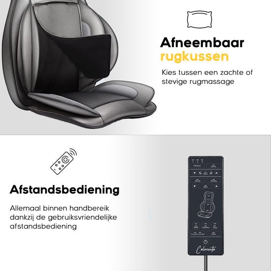 CALMENTA® Shiatsu Massagestoel – Opbergtas - Massagekussen - Compressiemassage – Elektrisch Warmtefunctie